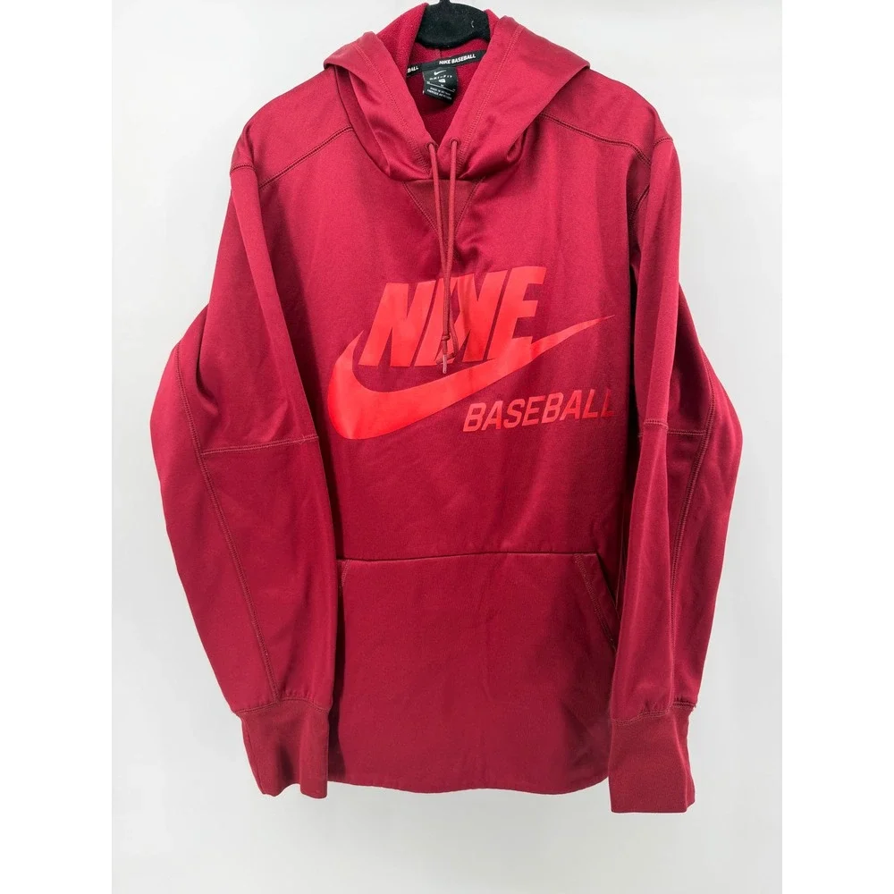 Nike Baseball Dri-FIT Hoodie Maroon Red Pullover Sweatshirt Mens Medium 1485
